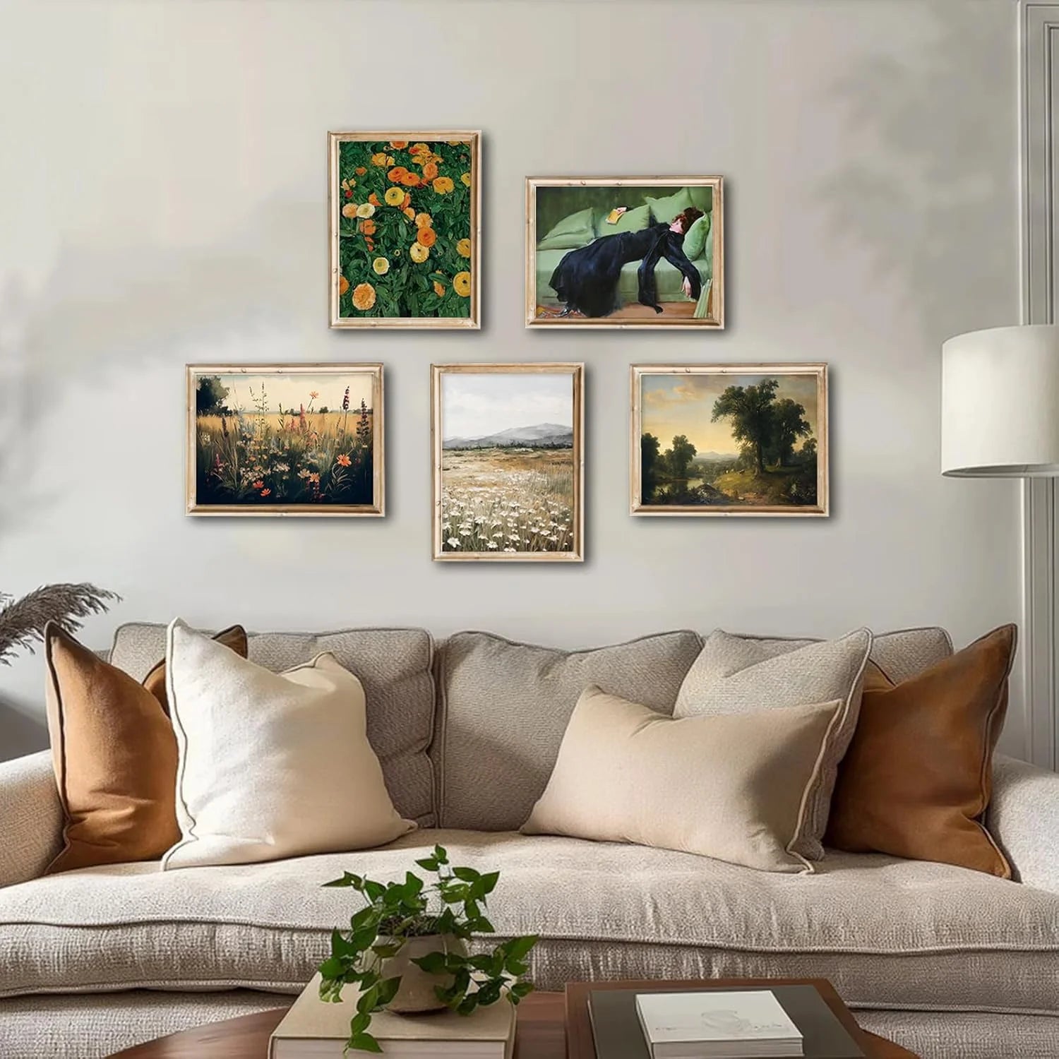 Vintage Wall Art, Classical Wildflower Field Wall Painting 