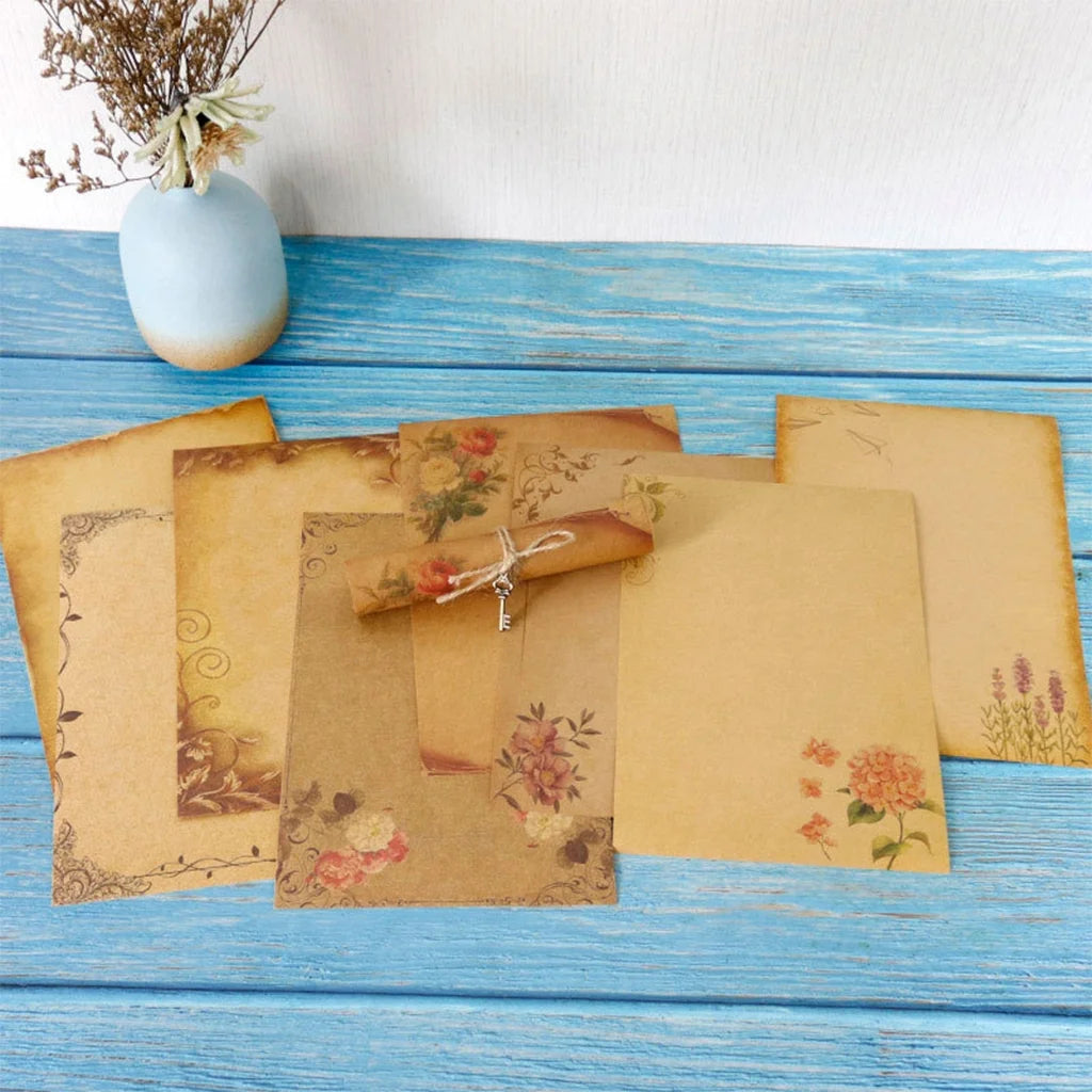  Stationary Paper 8 Pack Parchment Antique Colored Printed