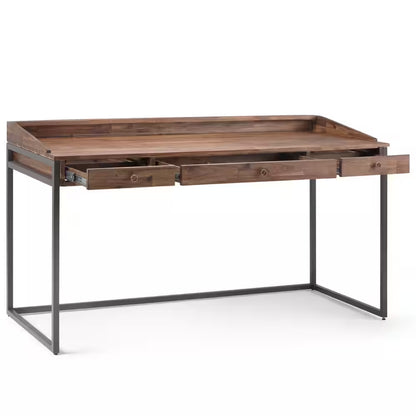  60 In. Wide Writing Office Desk in Rustic Natural Aged Brown