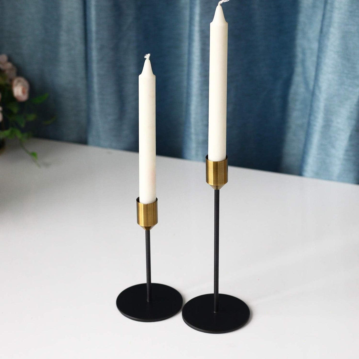 Brass Gold Black Taper Candle Holders