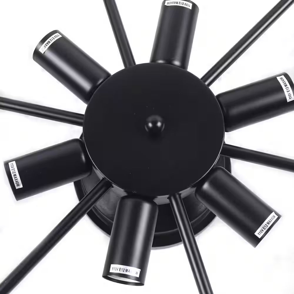 18 In. 6-Light Black Industrial Wagon Wheel Rustic Flush Mount Ceiling Light