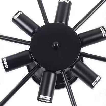 18 In. 6-Light Black Industrial Wagon Wheel Rustic Flush Mount Ceiling Light