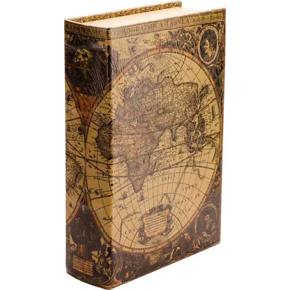 0.06 Cu. Ft. Antique Map Steel Book Lock Box Safe
