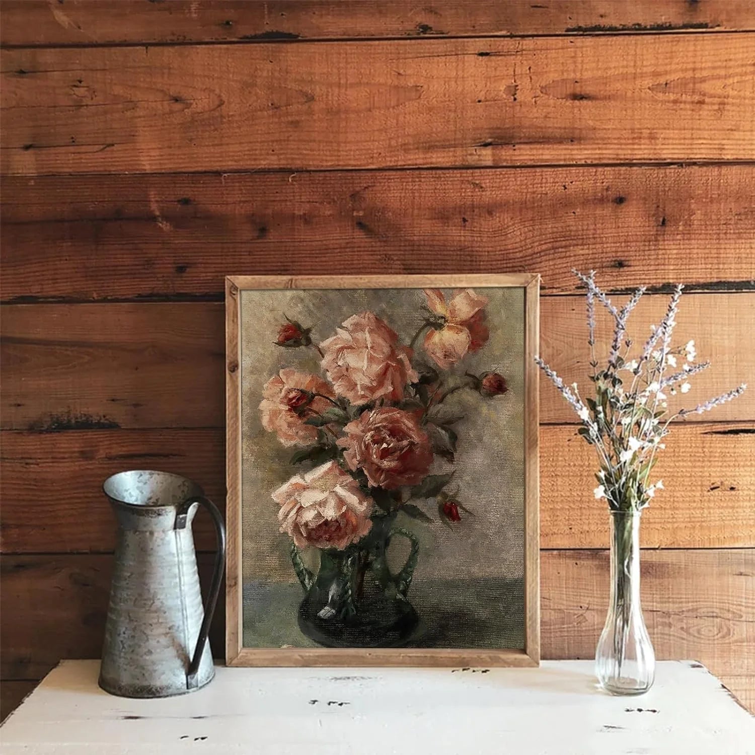Vintage Wall Art, Classical Wildflower Field Wall Painting 
