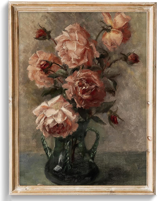 Vintage Wall Art, Classical Wildflower Field Wall Painting 