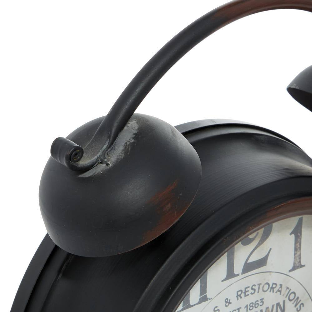 10 In. X 13 In. Black Metal Analog Clock with Bell Style Top