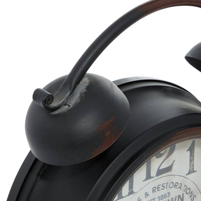 10 In. X 13 In. Black Metal Analog Clock with Bell Style Top
