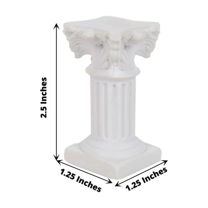 Antique 2.5" White Roman Column Pillar Pedestal Candle Holders