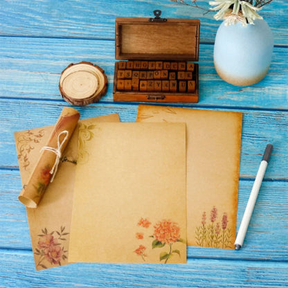 Stationary Paper 8 Pack Parchment Antique Colored Printed
