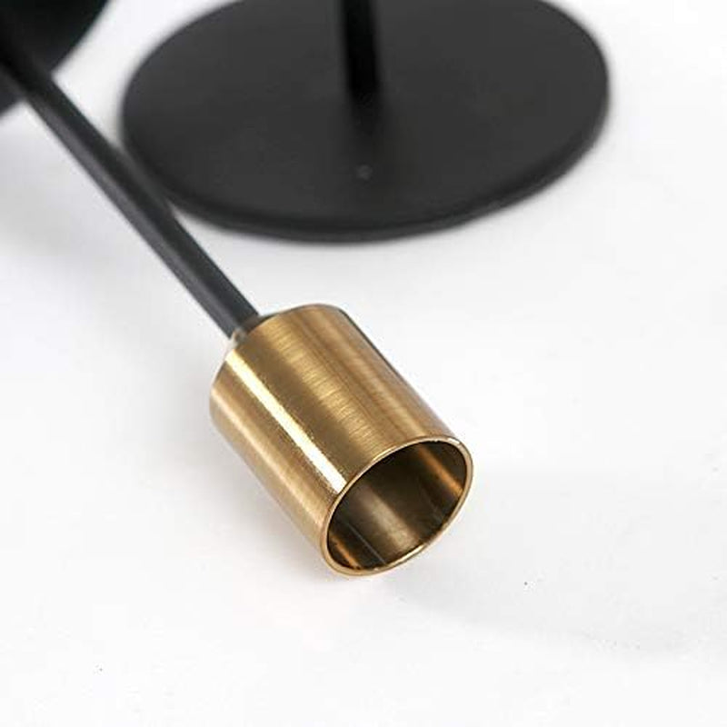 Brass Gold Black Taper Candle Holders