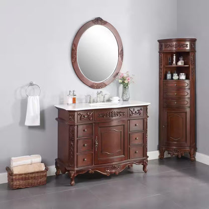 Brown Freestanding Linen Cabinet