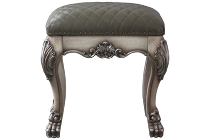 Dresden Faux Leather Upholstered Vanity Stool in Vintage Bone White