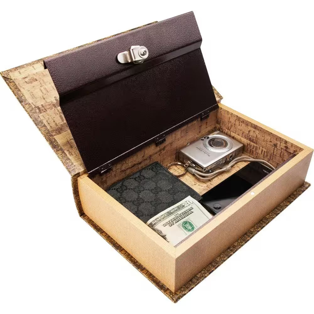 0.06 Cu. Ft. Antique Map Steel Book Lock Box Safe