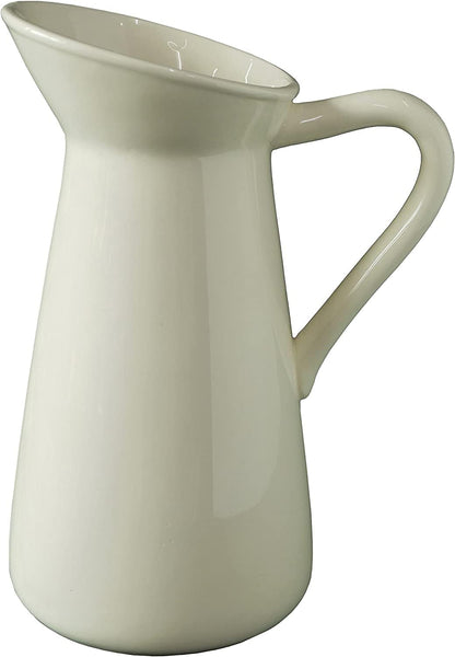Cream Ceramic Pitcher Vase