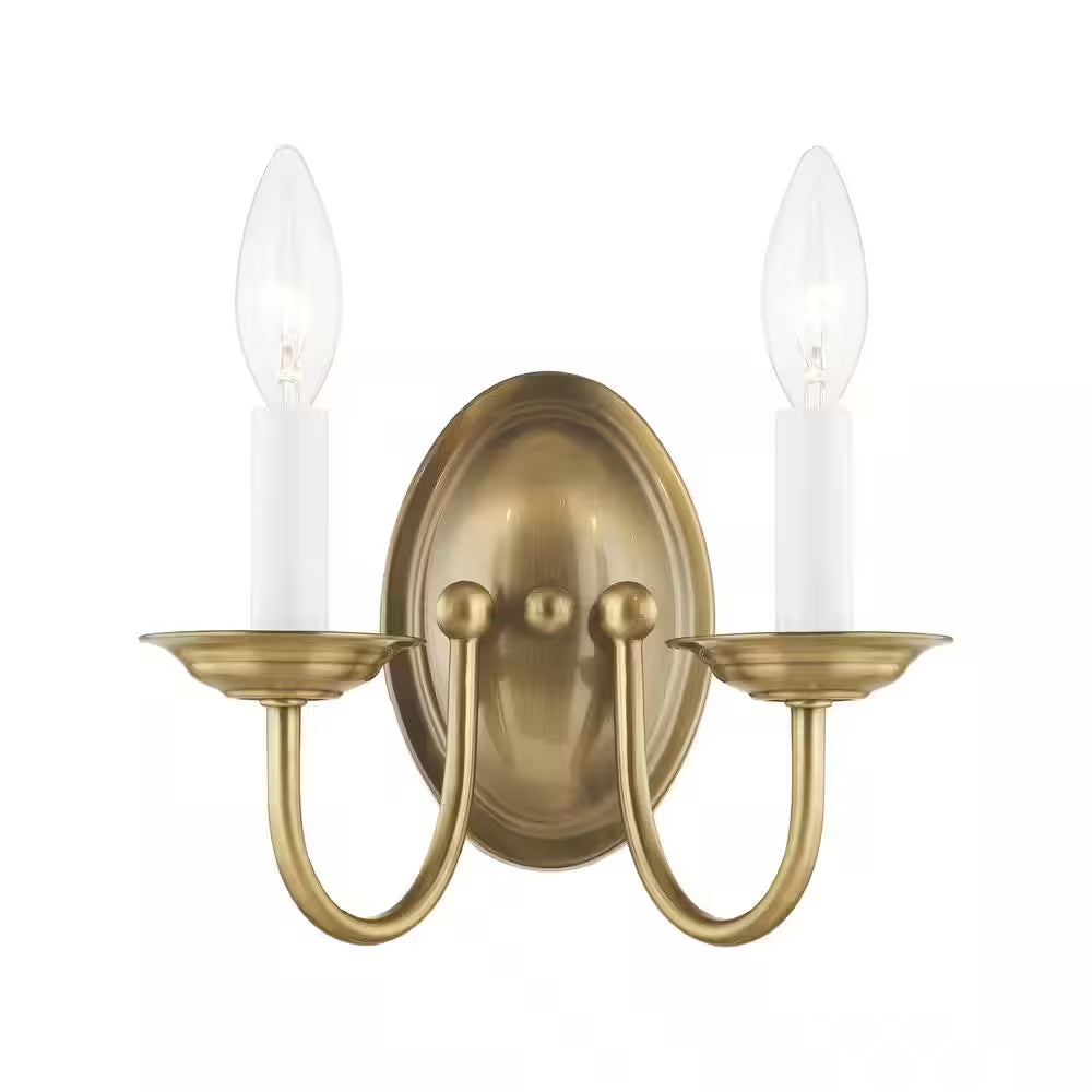  2-Light Antique Brass Wall Sconce