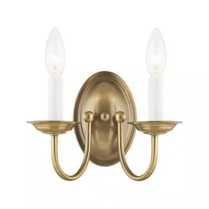  2-Light Antique Brass Wall Sconce