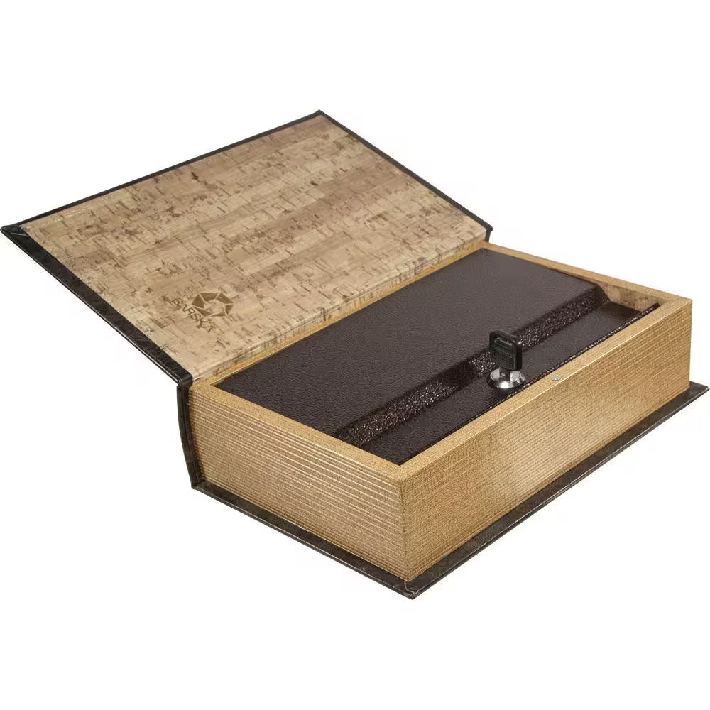 Steel Antique Book Lock Box Safe with Key Lock