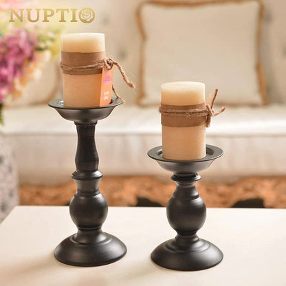  2 Pcs Rustic Candle Holders Set Metal Candle Stand 