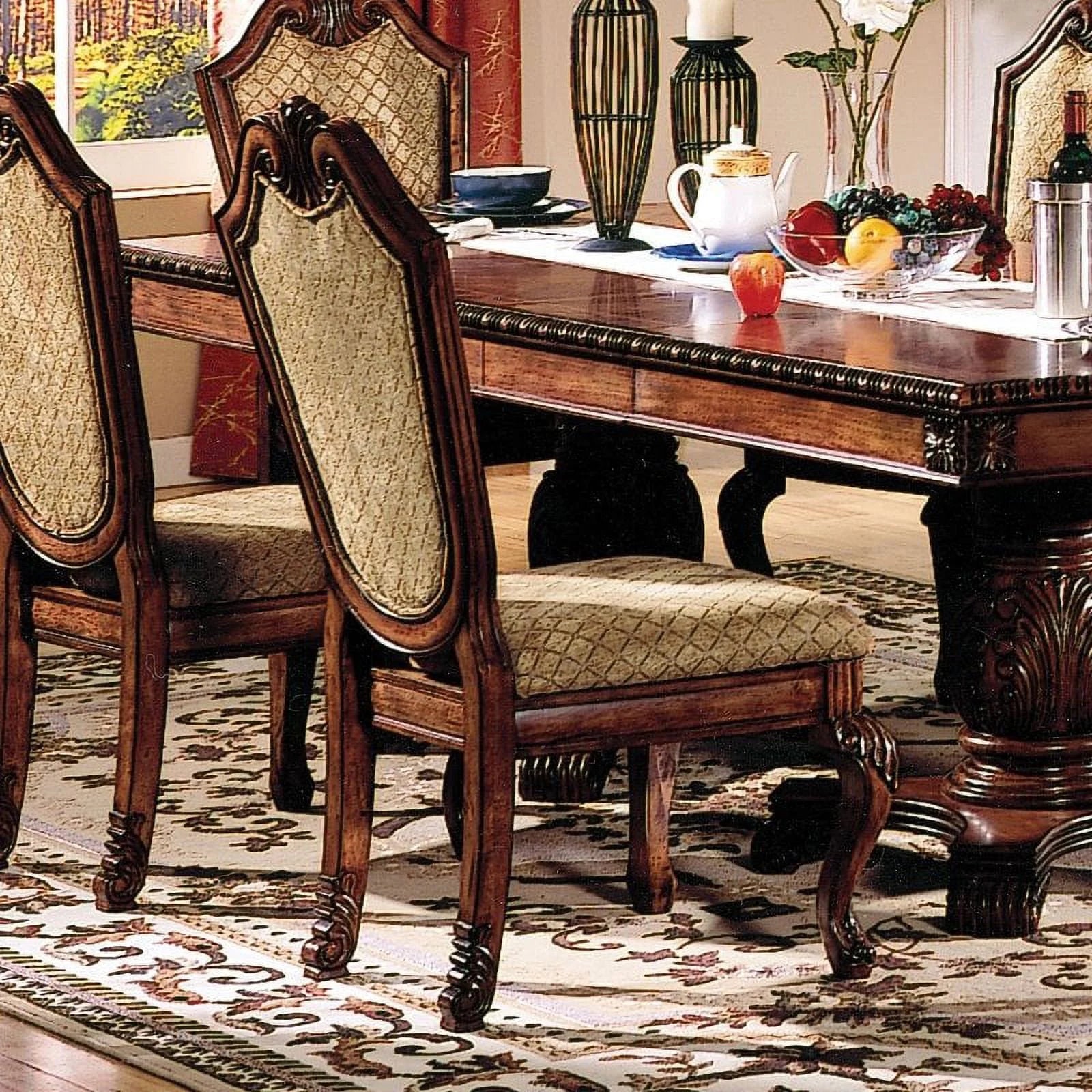 Chateau De Ville Side Chair (Set-2) - Fabric & Cherry