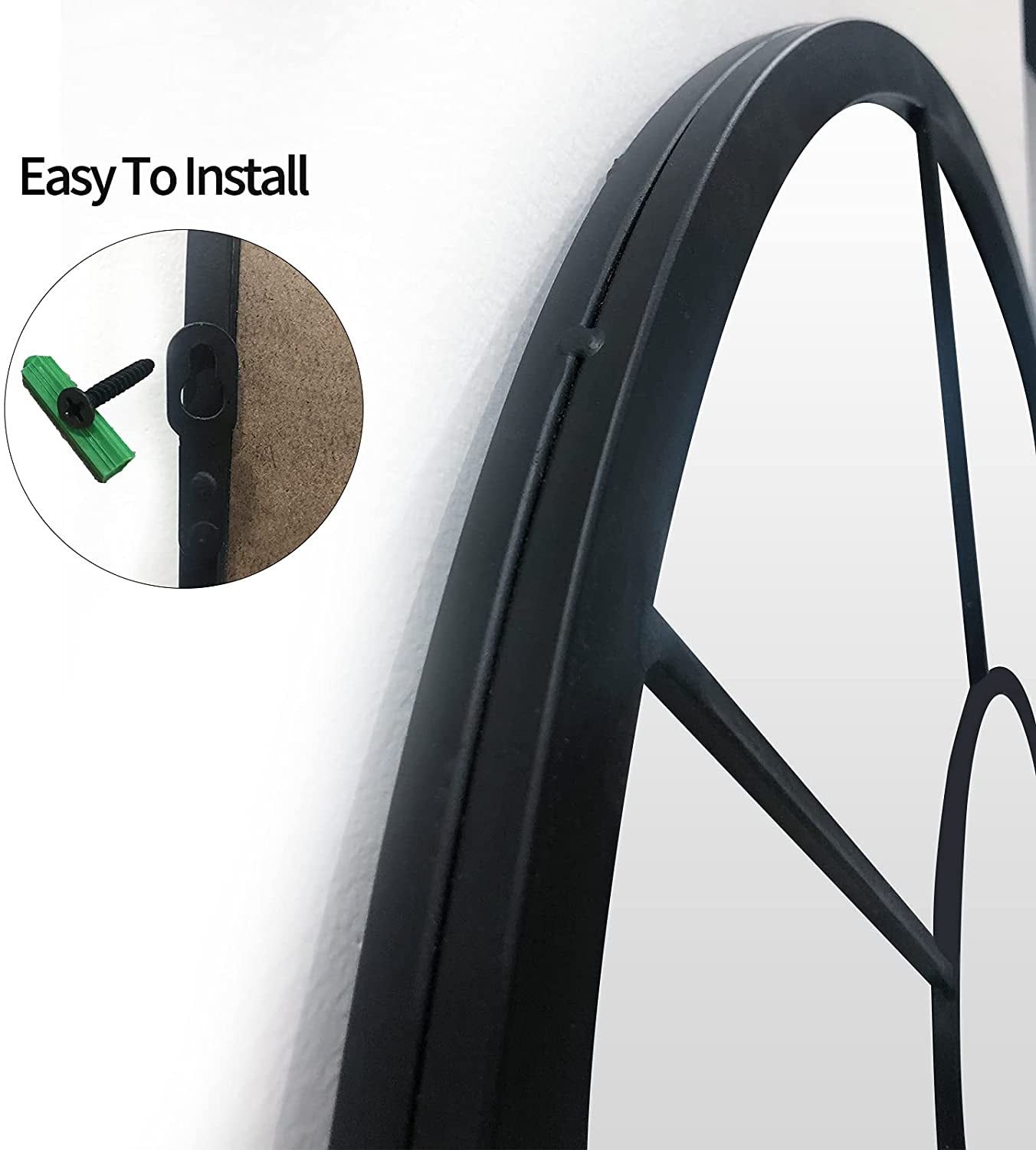Window Decorative Mirrors Arched  (Black,41.3”X 24” X1”)
