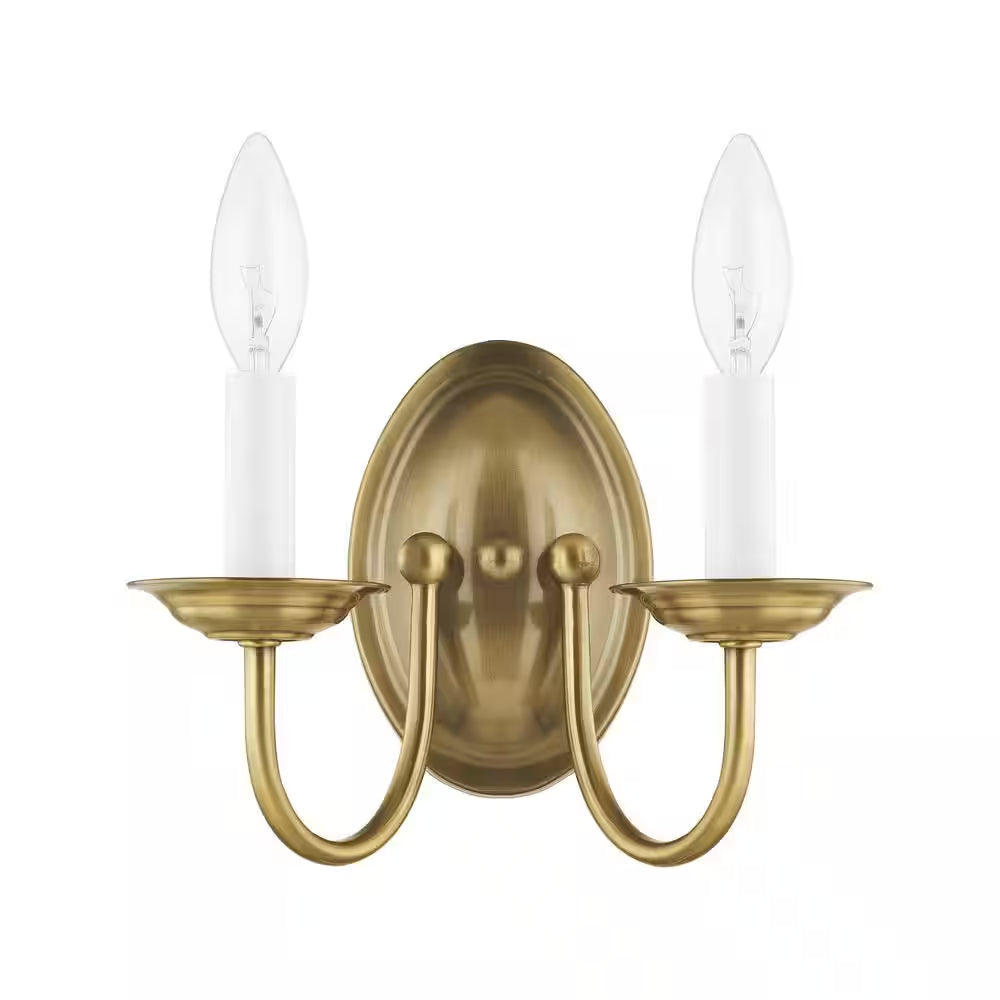  2-Light Antique Brass Wall Sconce