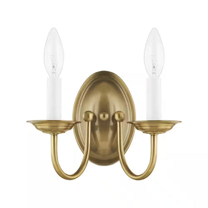  2-Light Antique Brass Wall Sconce