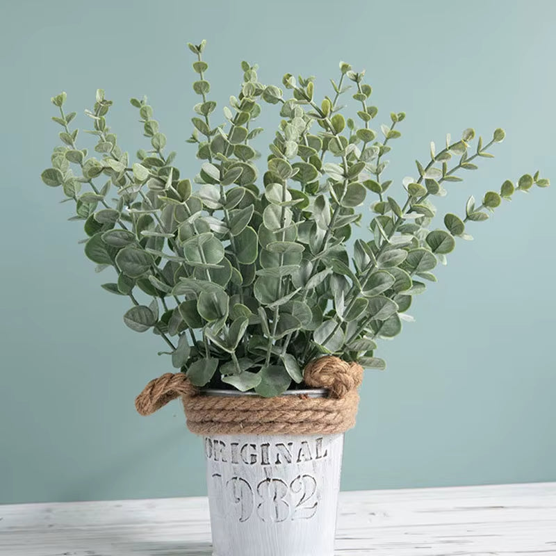 20Pcs Artificial Eucalyptus Stems Leaves Green Eucalyptus Branches Fake Plants 