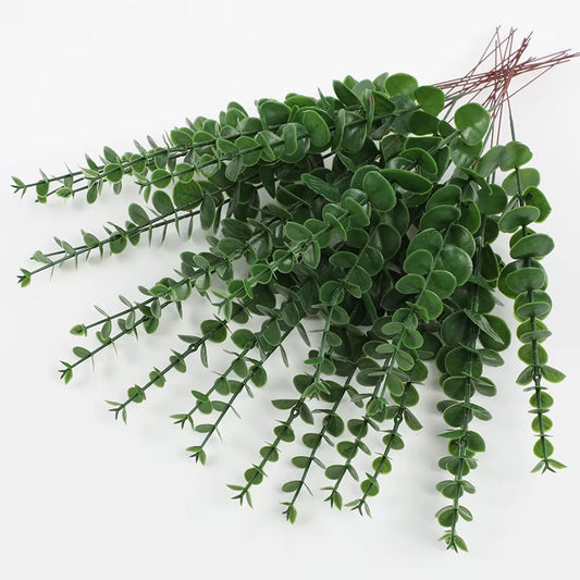 20Pcs Artificial Eucalyptus Stems Leaves Green Eucalyptus Branches Fake Plants 