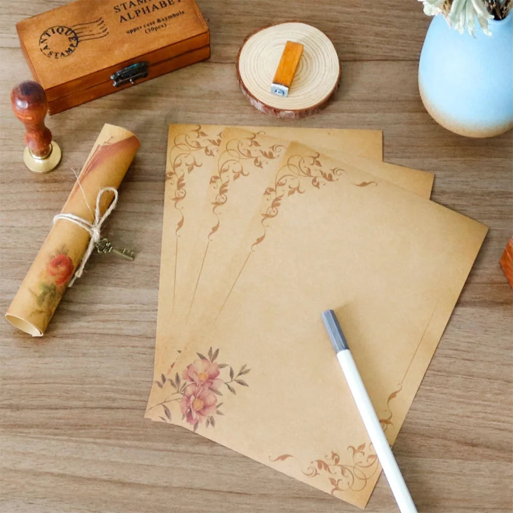  Stationary Paper 8 Pack Parchment Antique Colored Printed
