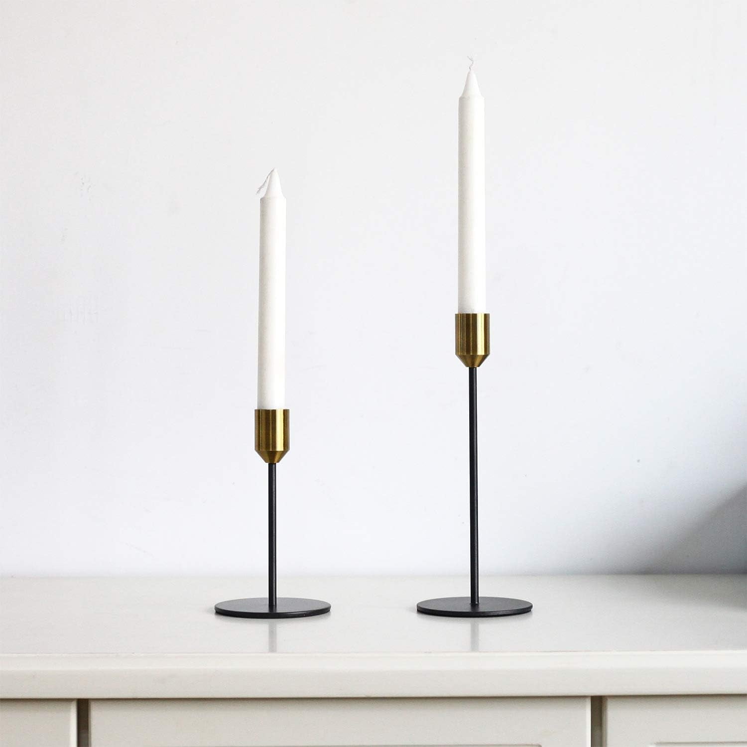 Brass Gold Black Taper Candle Holders