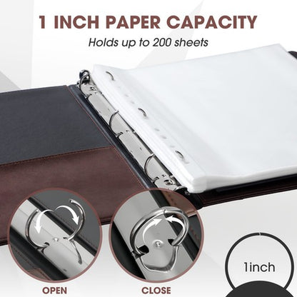 2 Pcs Vintage Hardback 3 Ring Binder Professional Leather Organizer round Rings