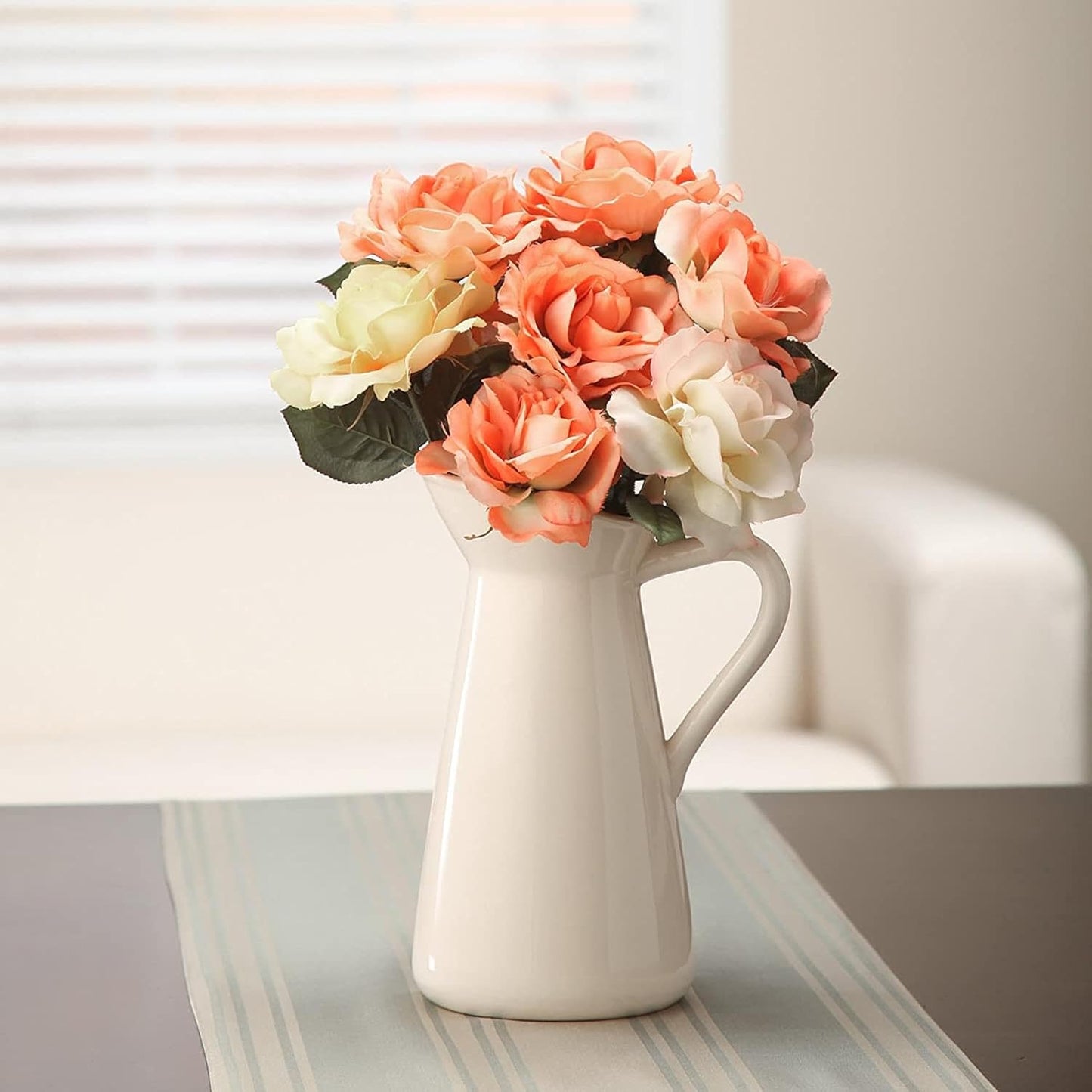Cream Ceramic Pitcher Vase