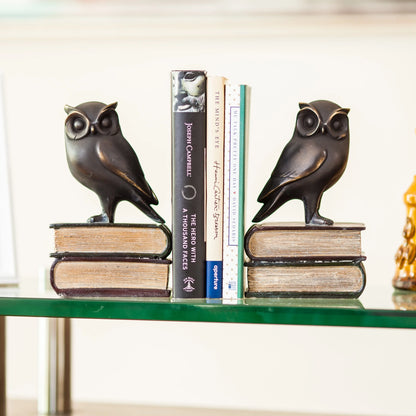 . Owl on Books Bookend Set