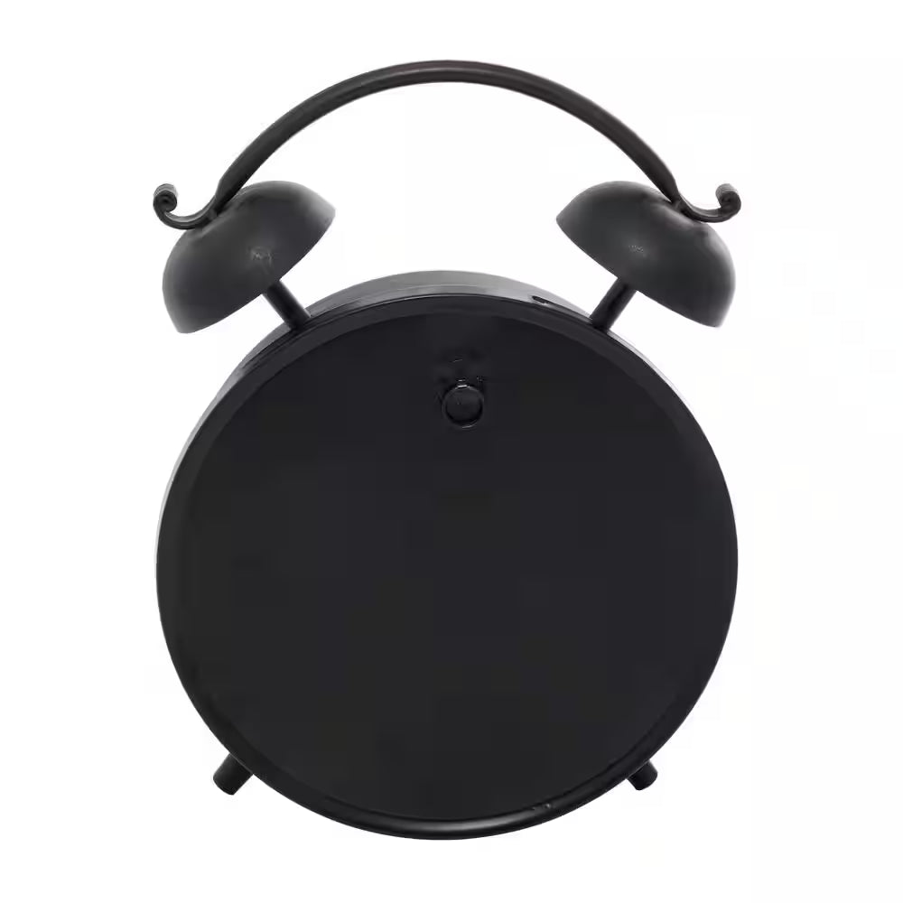 10 In. X 13 In. Black Metal Analog Clock with Bell Style Top