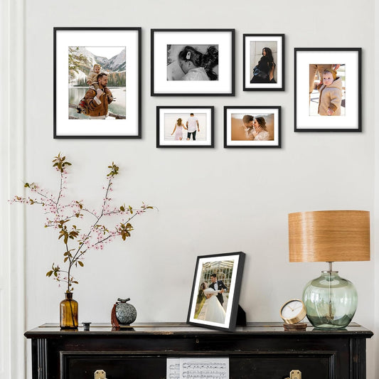 Black Aluminum Picture Frames Set of 7