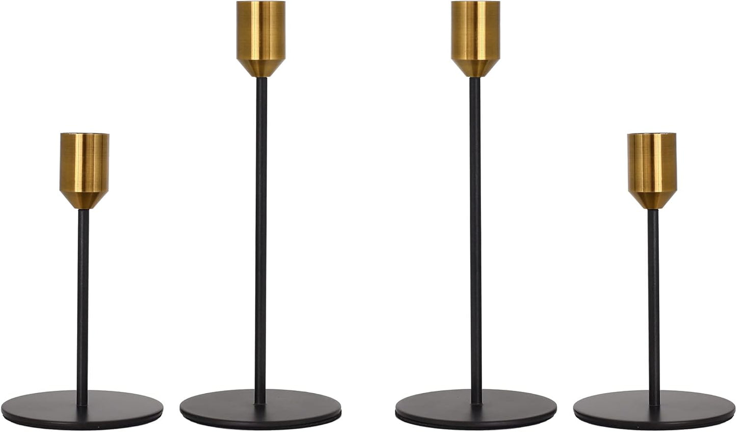Brass Gold Black Taper Candle Holders