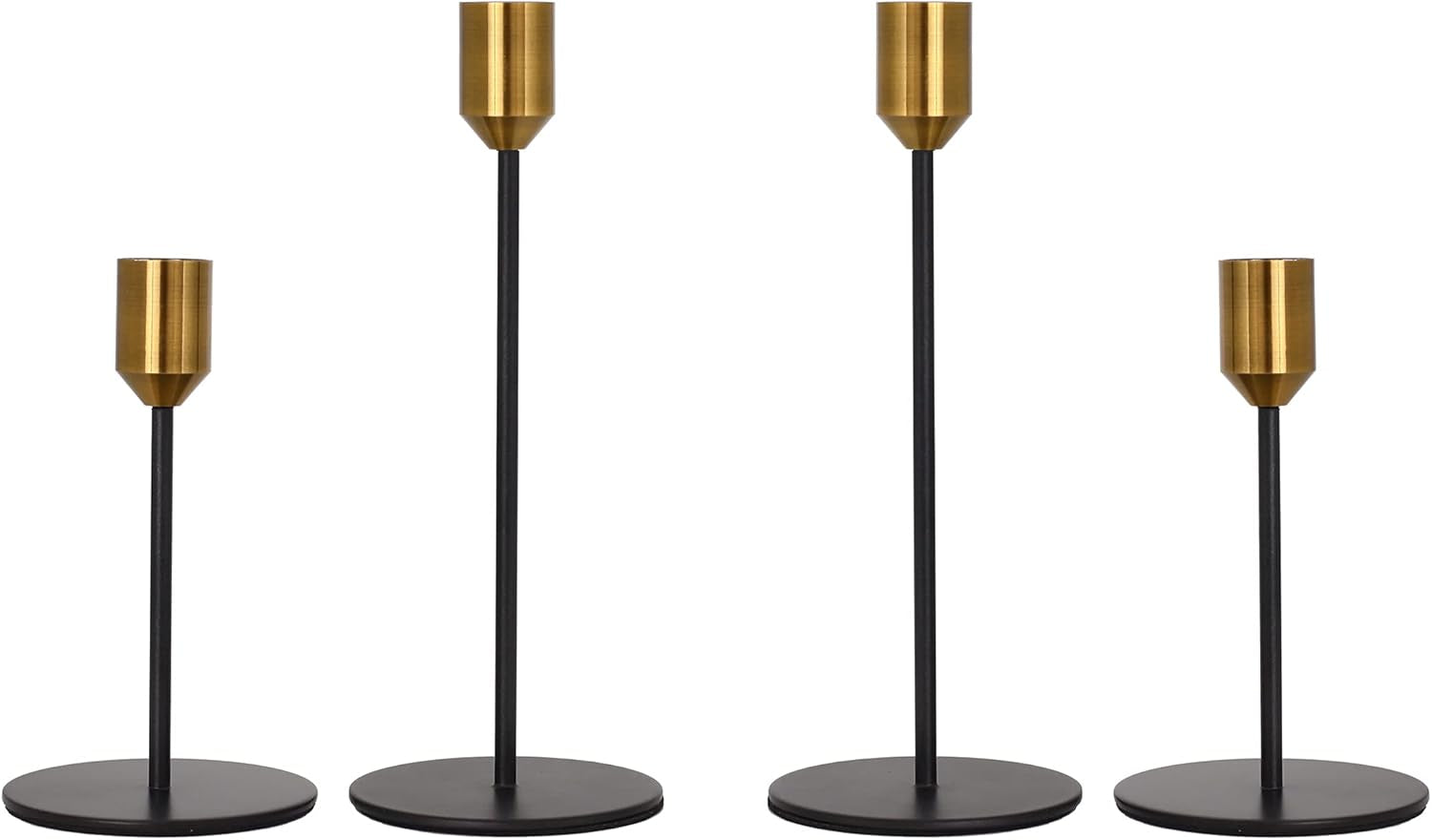 Brass Gold Black Taper Candle Holders