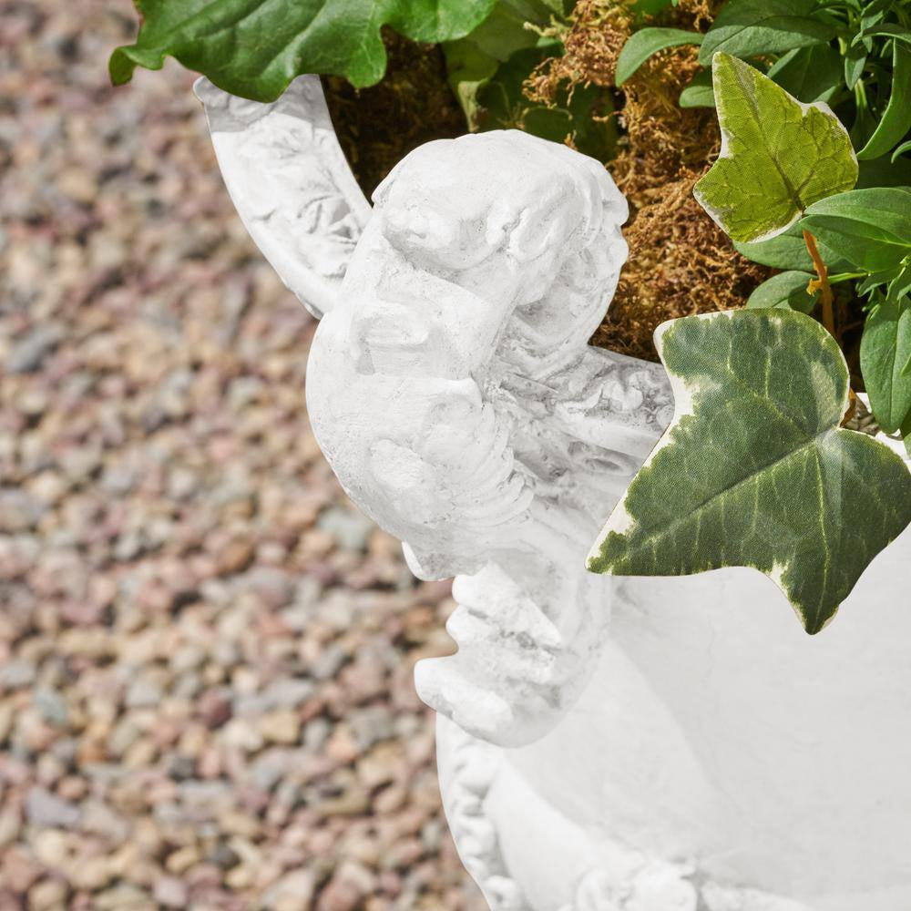Elegant Style 15.50 In. W X 19.25 In. H Antique White Concrete Garden Urn Planter, Functional, Weather & Water Resistant
