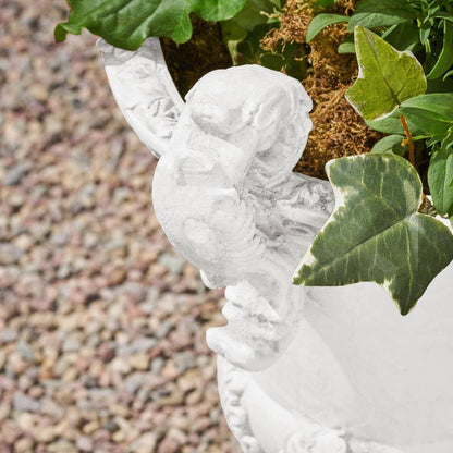 Elegant Style 15.50 In. W X 19.25 In. H Antique White Concrete Garden Urn Planter, Functional, Weather & Water Resistant