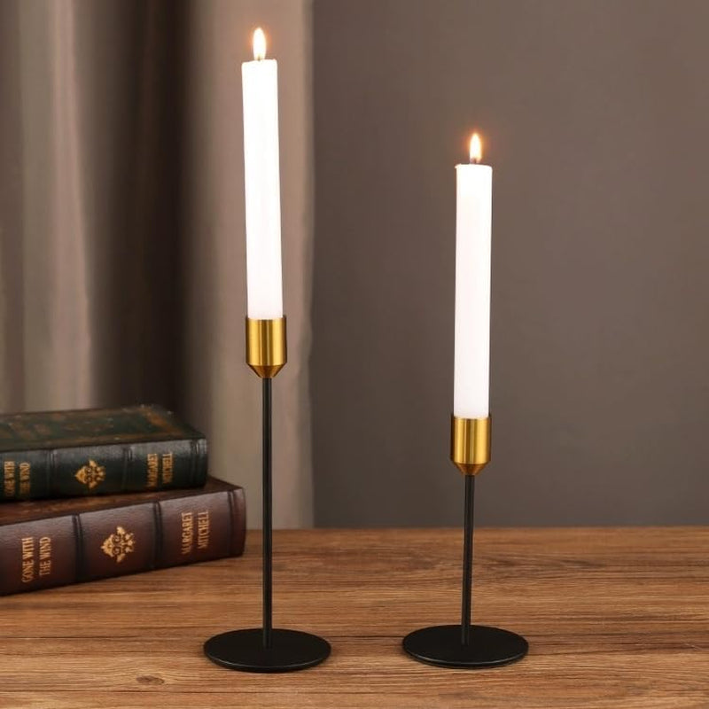 Brass Gold Black Taper Candle Holders