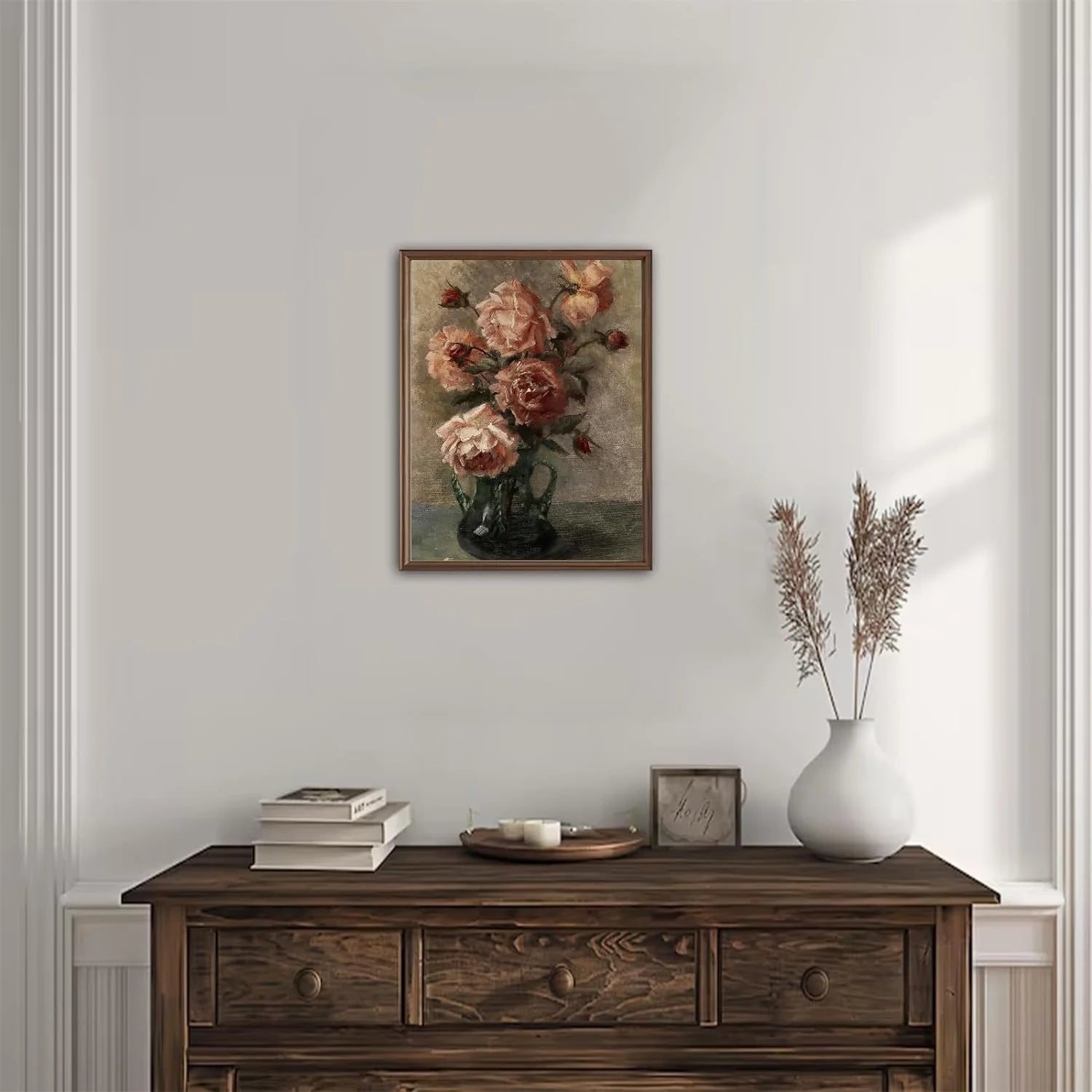 Vintage Wall Art, Classical Wildflower Field Wall Painting 