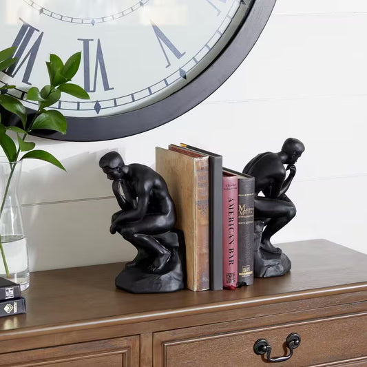 Black Polystone the Thinker People Bookends (Set of 2)